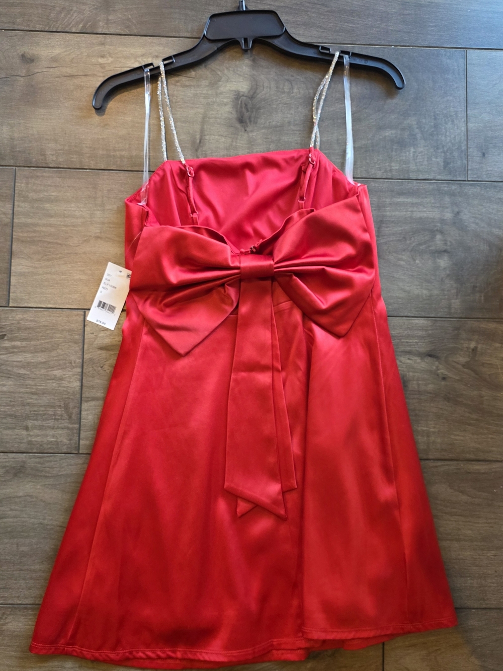 Red Satin Bow-Back Spaghetti Strap Dress NWT (SA)